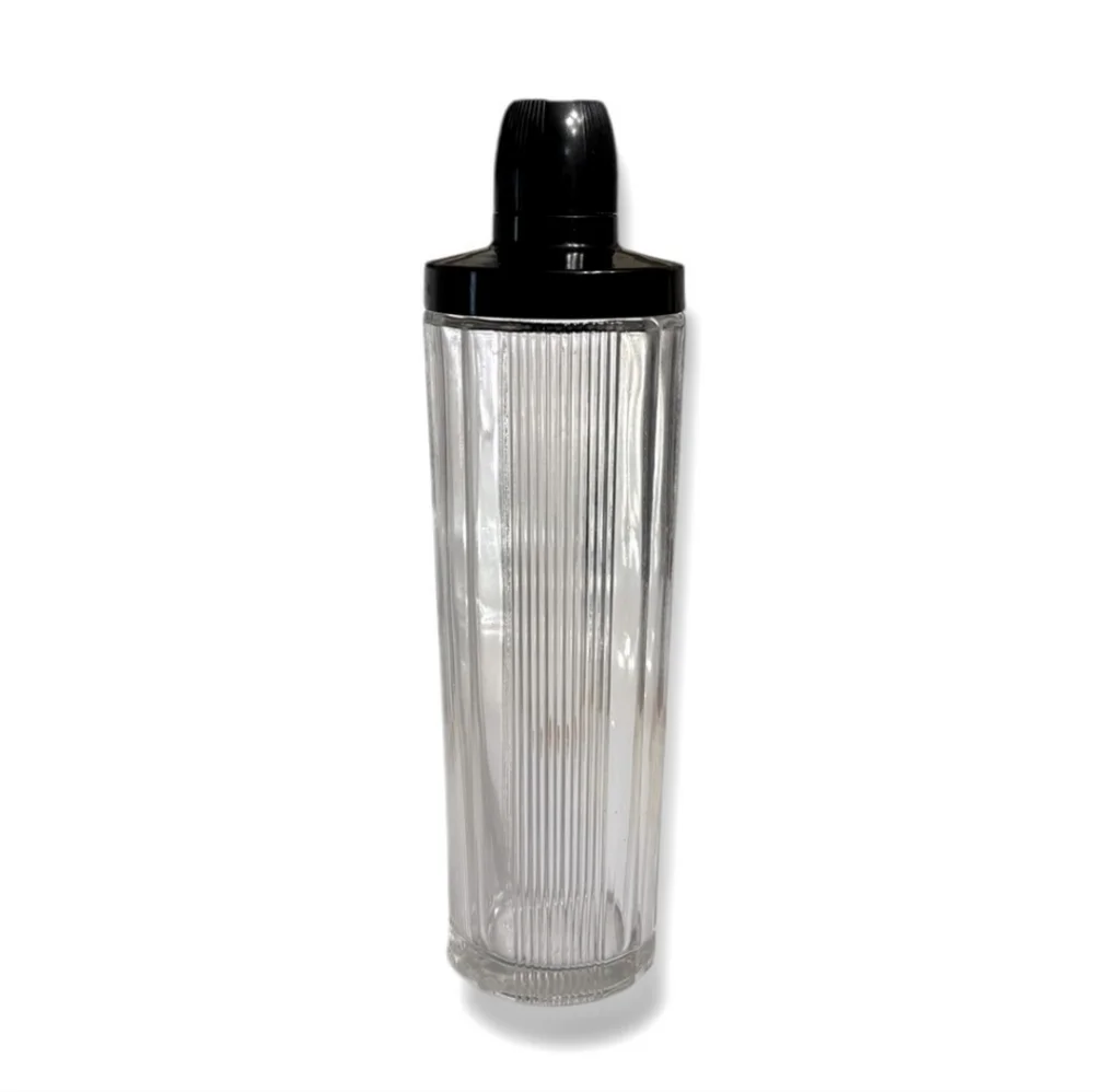 OWENS-ILLINOIS GLASS Glass Martini Shaker with Black Bakelite Lid 1930s VINTAGE
